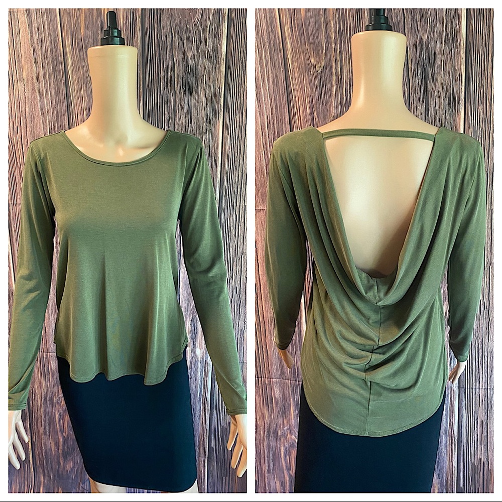 Alya size xs long sleeve forest green soft comfy boho casual blouse top